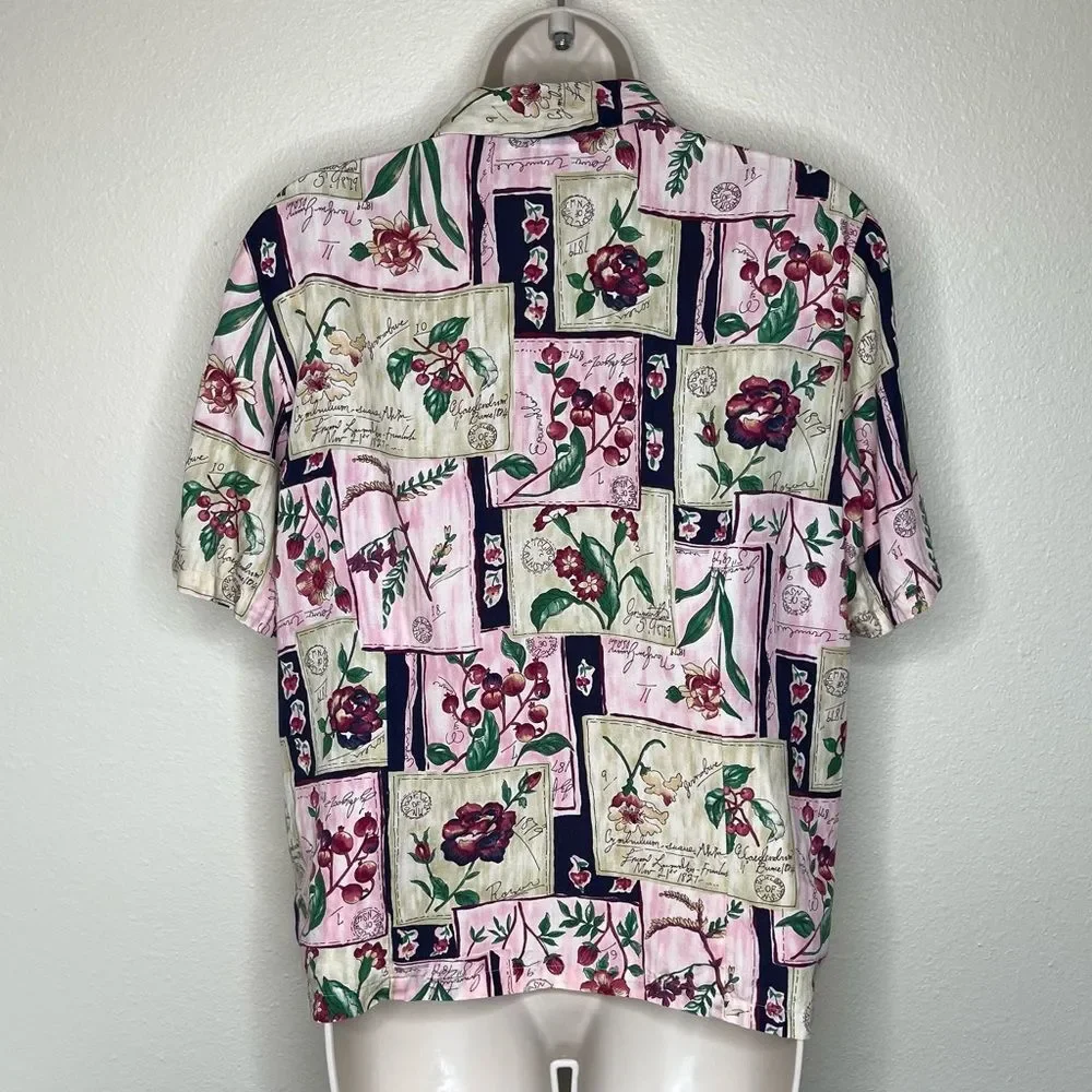 Vintage Pendleton Short Sleeve Camp Shirt Elastic Skirt Set Floral Rayon Women 6